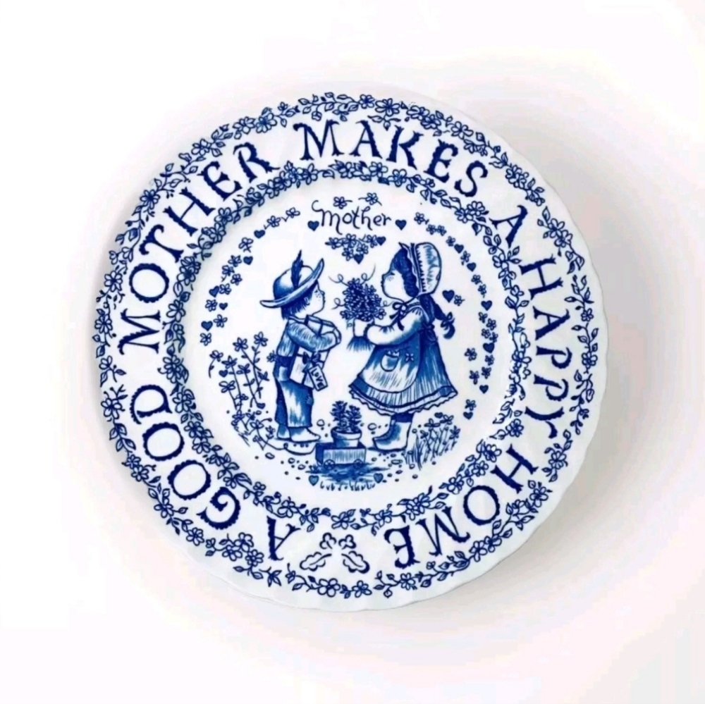 Royal Staffordshire England Tribute to Mother Plate Blue White Mother’s Day 9”